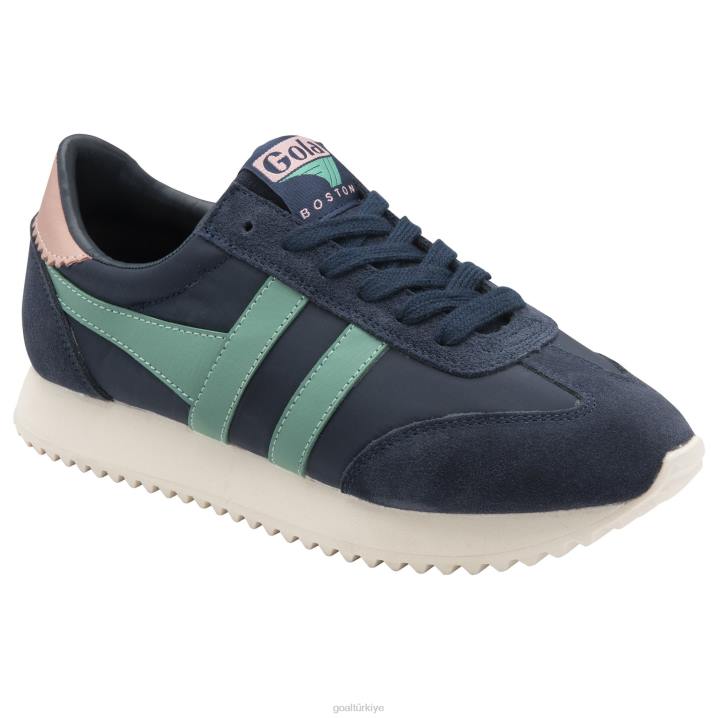 ayakkabı Z2PF398 kadınlar Gola klasik boston \'78 spor ayakkabı lacivert/yeşil sis/mercan pembesi