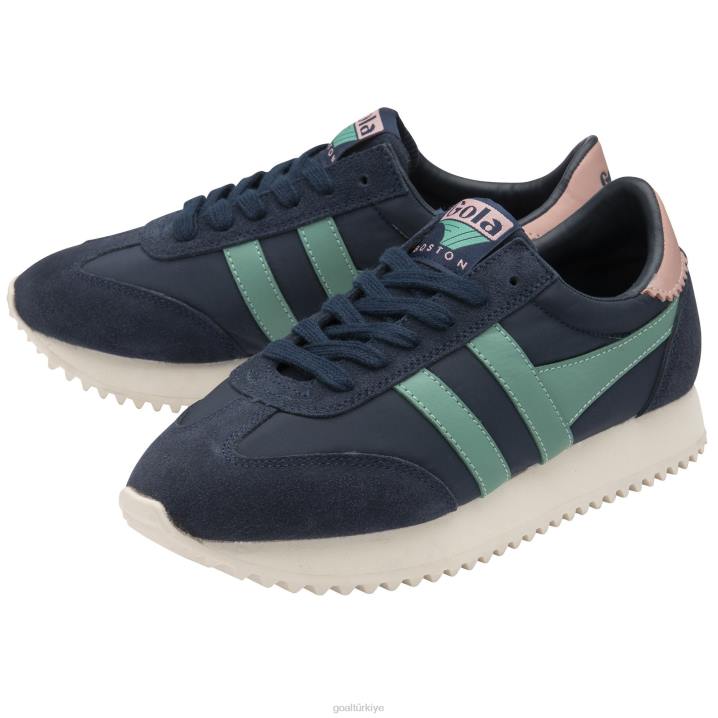 ayakkabı Z2PF398 kadınlar Gola klasik boston \'78 spor ayakkabı lacivert/yeşil sis/mercan pembesi