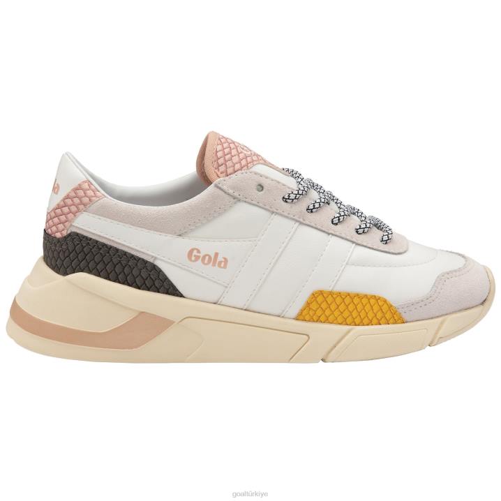 ayakkabı Z2PF379 kadınlar Gola klasik eclipse trident yılan spor ayakkabı beyaz/güneş/pembe
