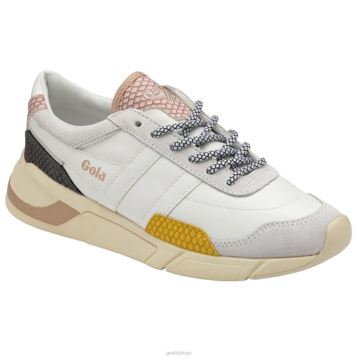 ayakkabı Z2PF379 kadınlar Gola klasik eclipse trident yılan spor ayakkabı beyaz/güneş/pembe