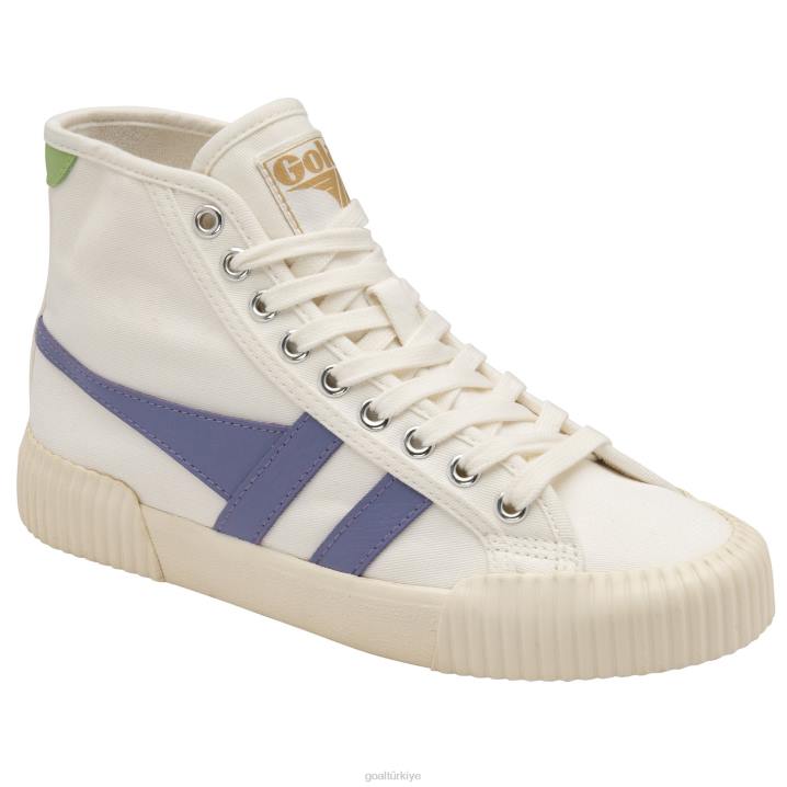 ayakkabı Z2PF278 kadınlar Gola vegan klasikleri ralli yüksek plimsoll spor ayakkabı kırık beyaz/lavanta/patina yeşili