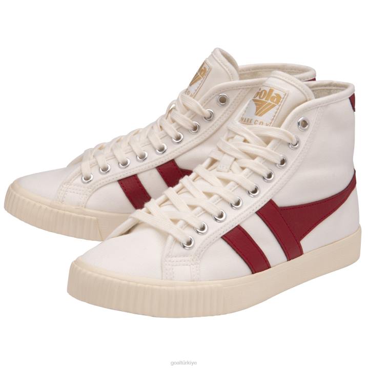 ayakkabı Z2PF282 kadınlar Gola vegan klasikleri tenis mark cox yüksek spor ayakkabı kırık beyaz/koyu kırmızı