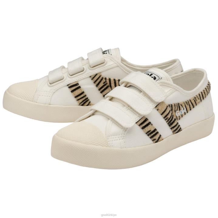 ayakkabı Z2PF467 kadınlar Gola vegan klasikleri coaster safari askılı spor ayakkabı kırık beyaz/zebra