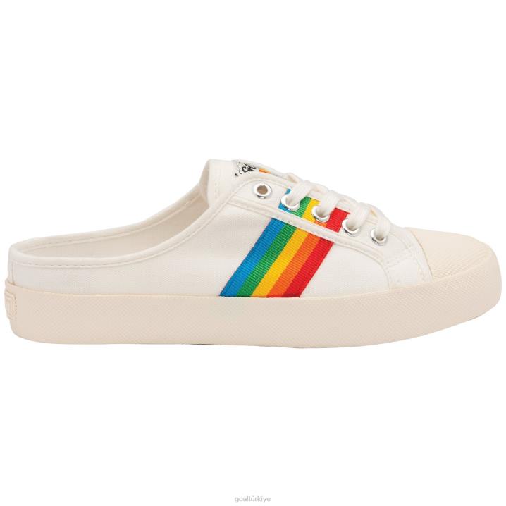 ayakkabı Z2PF468 kadınlar Gola vegan classics coaster gökkuşağı katır plimsolls kırık beyaz/çoklu