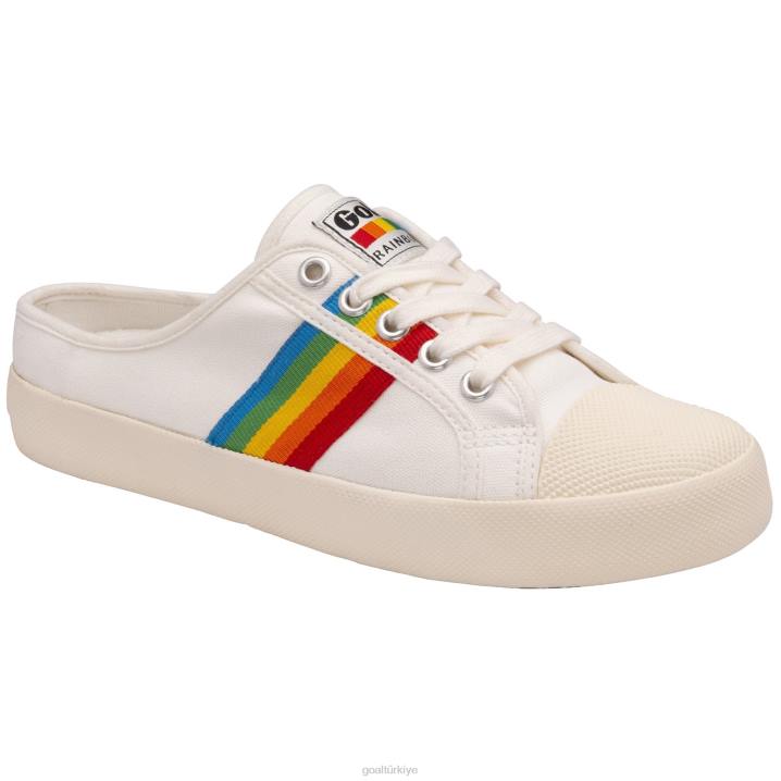 ayakkabı Z2PF468 kadınlar Gola vegan classics coaster gökkuşağı katır plimsolls kırık beyaz/çoklu