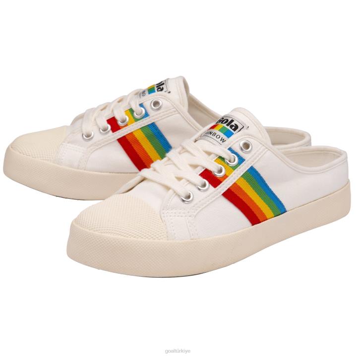 ayakkabı Z2PF468 kadınlar Gola vegan classics coaster gökkuşağı katır plimsolls kırık beyaz/çoklu