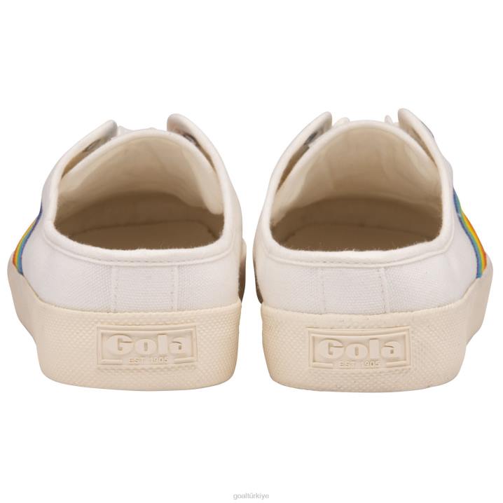 ayakkabı Z2PF468 kadınlar Gola vegan classics coaster gökkuşağı katır plimsolls kırık beyaz/çoklu